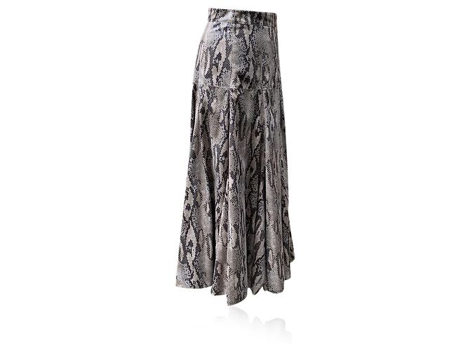Msgm Falda larga Milano Beige Gloss Animalier estampado de serpiente talla 42 IT - vista 3
