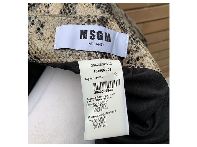 Msgm Falda larga Milano Beige Gloss Animalier estampado de serpiente talla 42 IT - vista 4