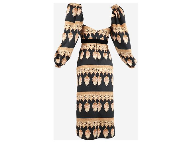 Johanna Ortiz Vestido de algodón con mangas abullonadas estampado en negro - talla UK 6 - vista 5