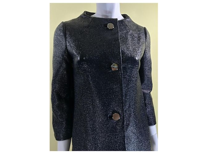 Kate Spade Cappotto Erika in tweed laccato blu navy - vista 2