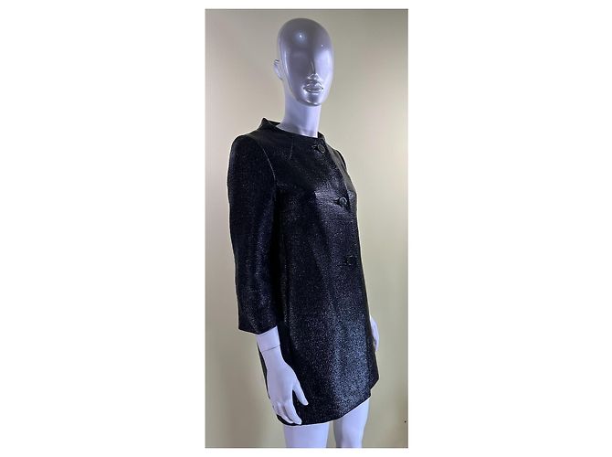Kate Spade Cappotto Erika in tweed laccato blu navy - vista 3