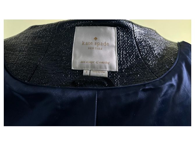 Kate Spade Cappotto Erika in tweed laccato blu navy - vista 6