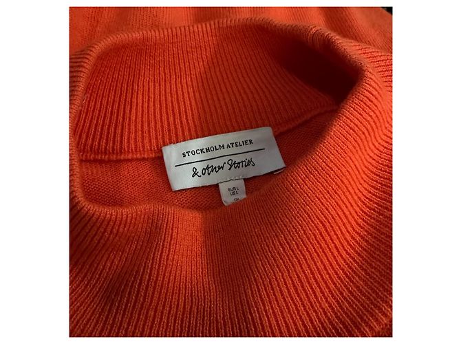 & Other Stories Pullover Orange Koralle Baumwolle Wolle L - Ansicht 6