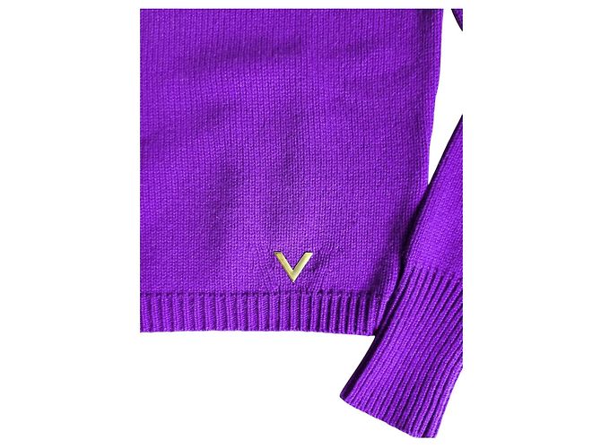 Valentino Garavani Kurzer violetter Kaschmirpullover Lila - Ansicht 5