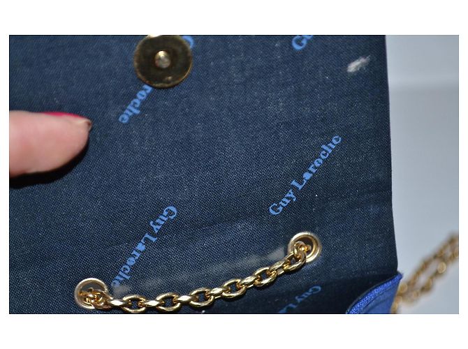 Mini Borsa Guy Laroche Blu in Tessuto con Emblema Oro - vista 10
