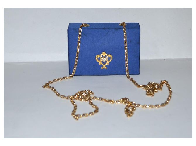 Mini Borsa Guy Laroche Blu in Tessuto con Emblema Oro - vista 3