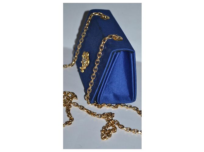 Mini Borsa Guy Laroche Blu in Tessuto con Emblema Oro - vista 5