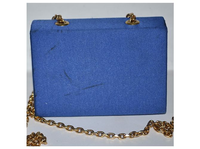 Mini Borsa Guy Laroche Blu in Tessuto con Emblema Oro - vista 6