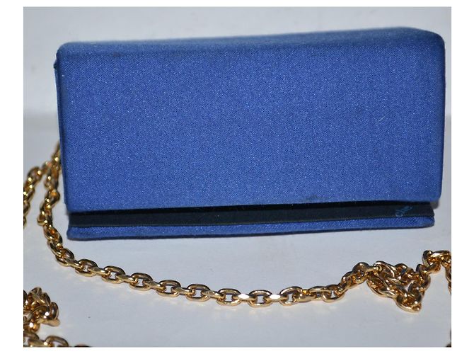 Mini Borsa Guy Laroche Blu in Tessuto con Emblema Oro - vista 7
