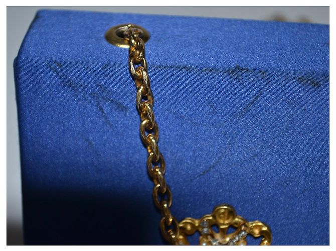 Mini Borsa Guy Laroche Blu in Tessuto con Emblema Oro - vista 8