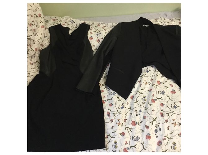 Conjunto de saia e casaco preto de lã Helmut Lang - vista 15