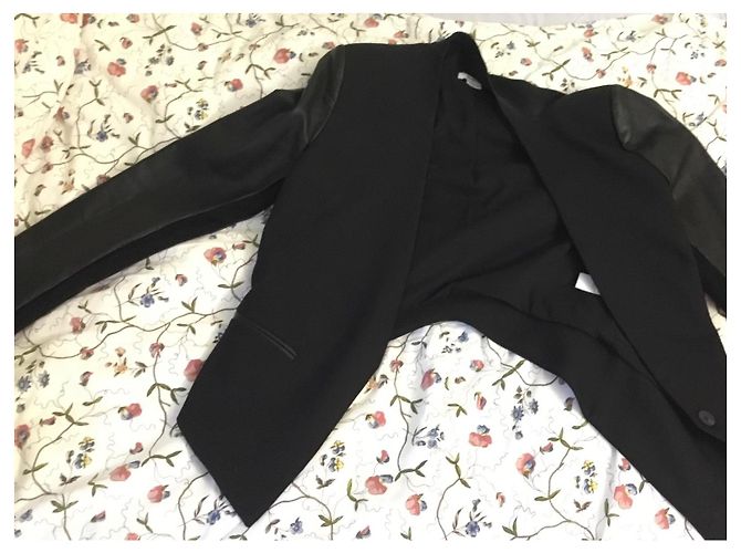 Conjunto de saia e casaco preto de lã Helmut Lang - vista 16