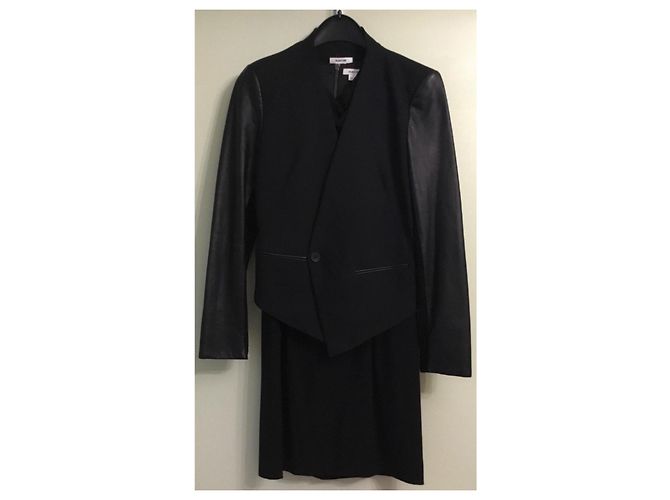 Conjunto de saia e casaco preto de lã Helmut Lang - vista 2