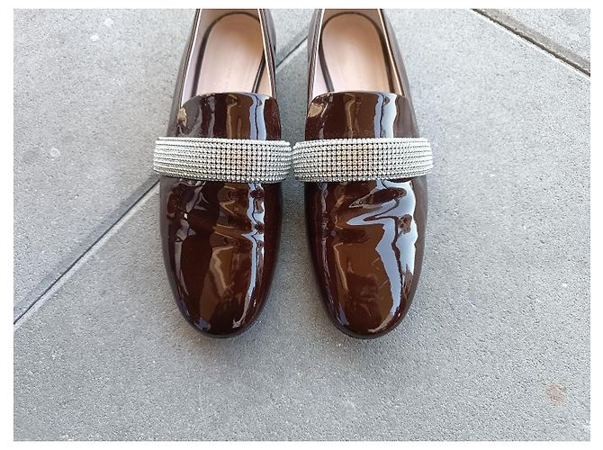 Mocasines Christopher Kane Burdeos Cuero Charol Strass Swarovski - vista 2