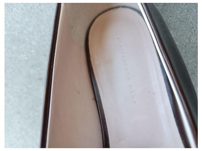 Mocasines Christopher Kane Burdeos Cuero Charol Strass Swarovski - vista 3