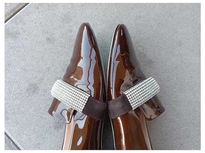 Mocasines Christopher Kane Burdeos Cuero Charol Strass Swarovski - vista 8