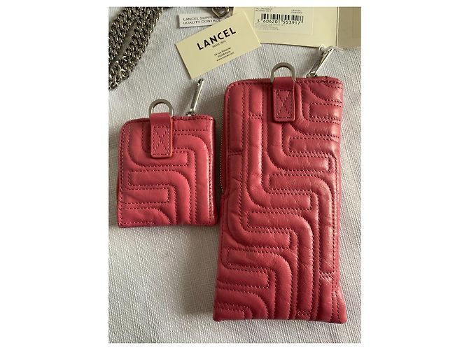 Pochette per telefono Lancel Midi-Minuit in pelle trapuntata rosa - vista 9