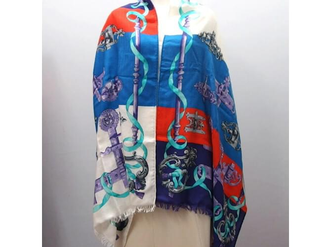 Hermès Sciarpa grande in ferro battuto Hermes Bianco Rosso Blu Multicolore Porpora - vista 3