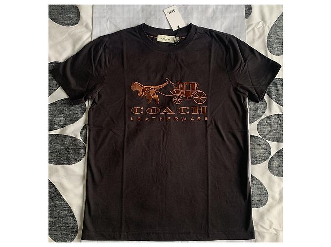 Camiseta Coach de algodón negro con bordado bronce - vista 2