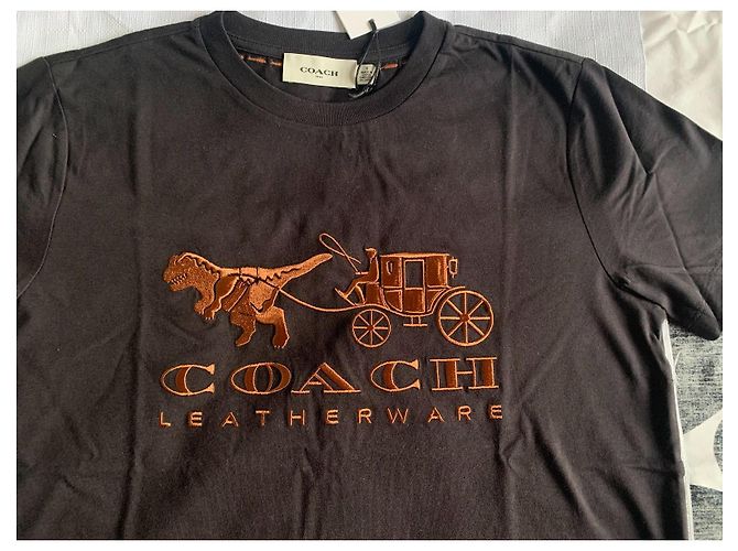 Camiseta Coach de algodón negro con bordado bronce - vista 3