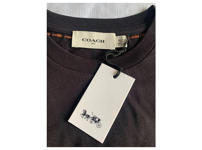 Camiseta Coach de algodón negro con bordado bronce - vista 5