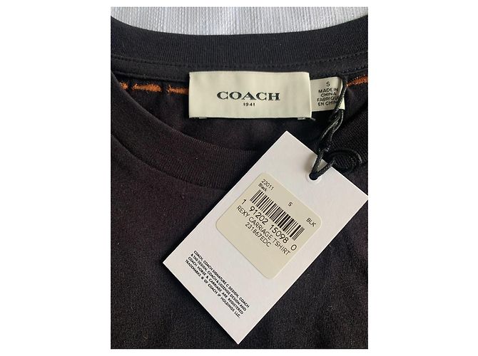 Camiseta Coach de algodón negro con bordado bronce - vista 6