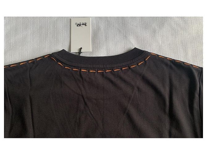 Camiseta Coach de algodón negro con bordado bronce - vista 9