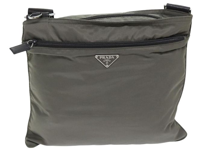 PRADA Schultertasche Nylon Grau Silber Authentisch ep5770 Braun - Ansicht 13