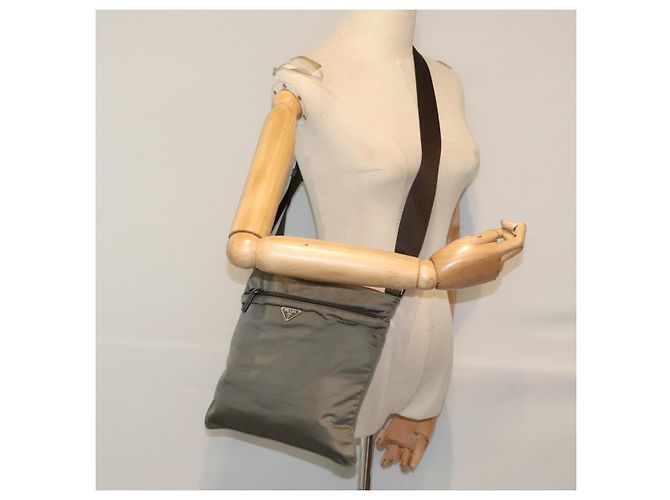 PRADA Schultertasche Nylon Grau Silber Authentisch ep5770 Braun - Ansicht 23