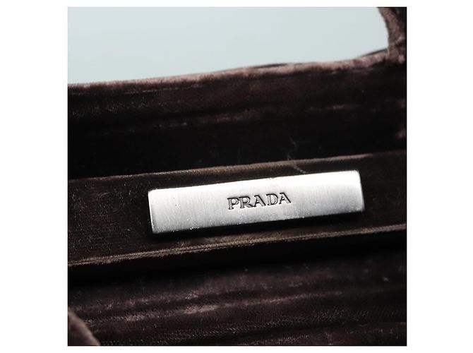 PRADA Borsa a Mano Camoscio Marrone Auth 93244 - vista 10