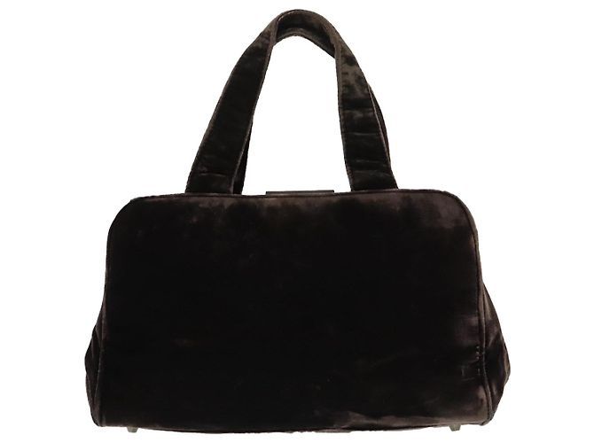 PRADA Borsa a Mano Camoscio Marrone Auth 93244 - vista 13
