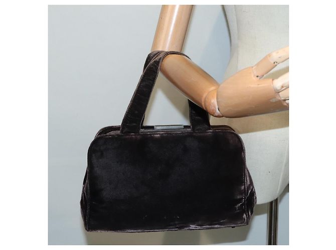 PRADA Borsa a Mano Camoscio Marrone Auth 93244 - vista 23