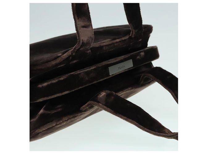PRADA Borsa a Mano Camoscio Marrone Auth 93244 - vista 6