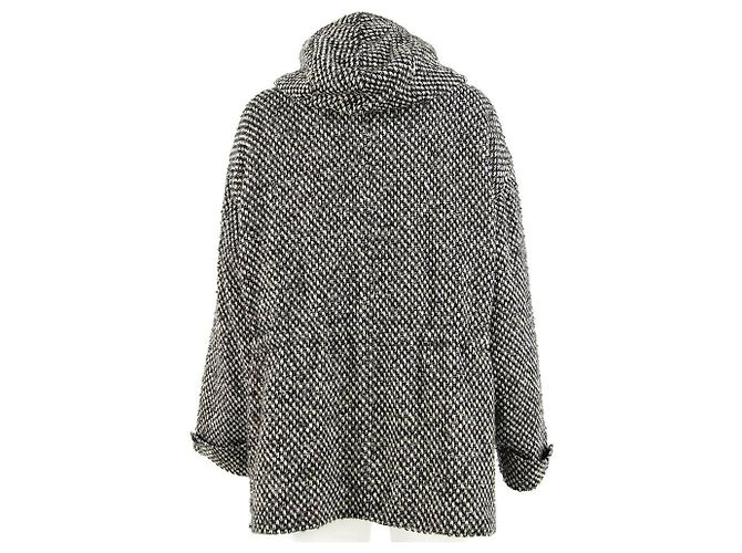 DKNY Mantel aus Bouclé-Wolle in Weiß und Schwarz - 2000er - Ansicht 2
