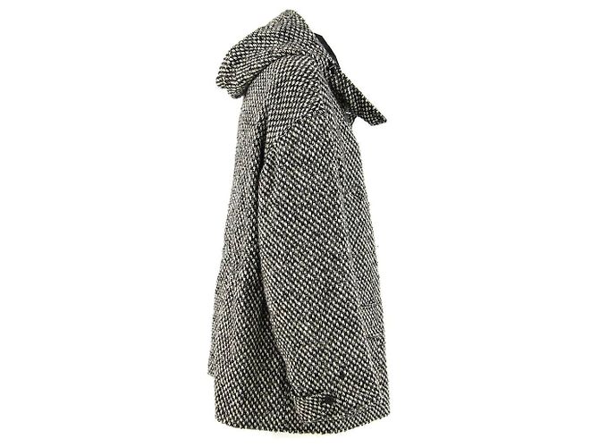 DKNY Mantel aus Bouclé-Wolle in Weiß und Schwarz - 2000er - Ansicht 3