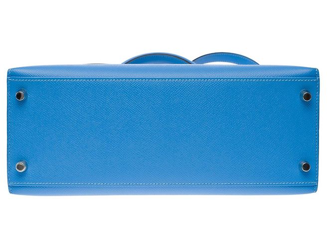 Hermès Sac HERMES Kelly 28 en Cuir Bleu - 102158 - vue 11
