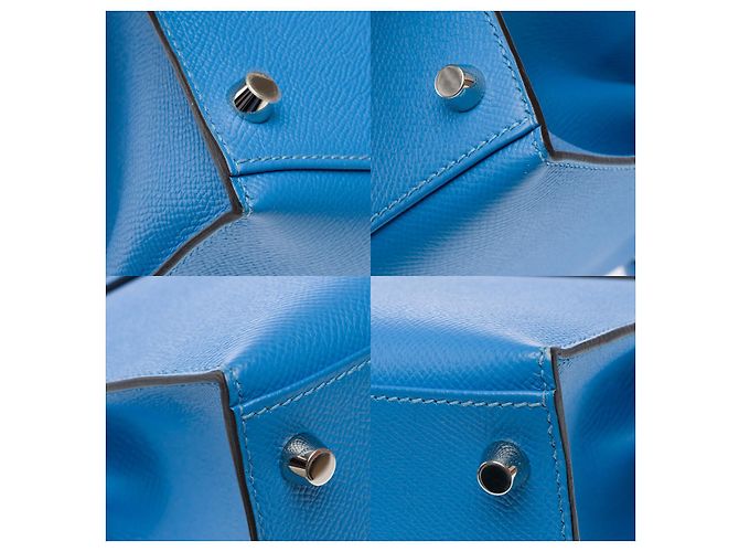 Hermès Sac HERMES Kelly 28 en Cuir Bleu - 102158 - vue 12