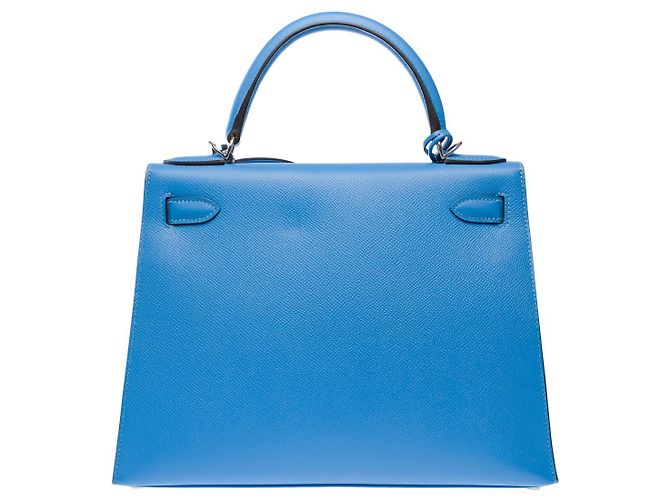Hermès Sac HERMES Kelly 28 en Cuir Bleu - 102158 - vue 4