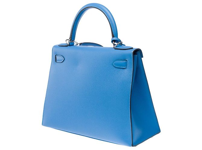Hermès Sac HERMES Kelly 28 en Cuir Bleu - 102158 - vue 6