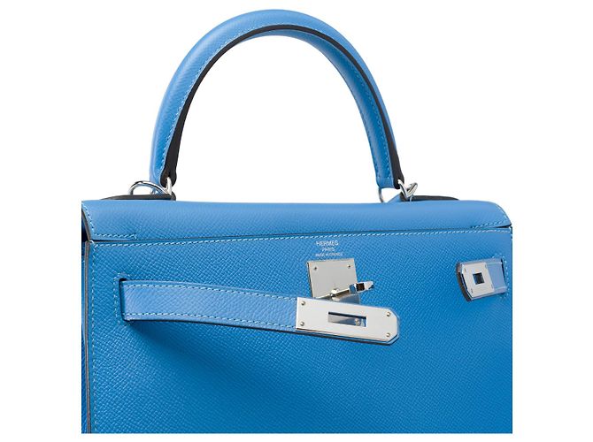 Hermès Sac HERMES Kelly 28 en Cuir Bleu - 102158 - vue 7