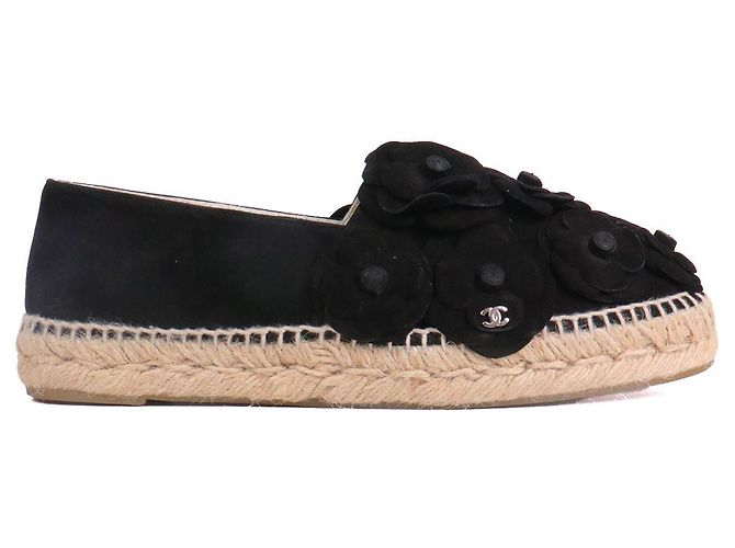 CHANEL - Espadrillas Camélia di Chanel in suede nero (Taglia 38) - vista 2