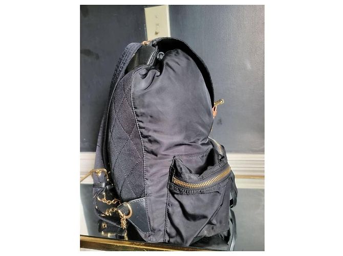 Sac à dos large en nylon Burberry noir/marron - vue 10