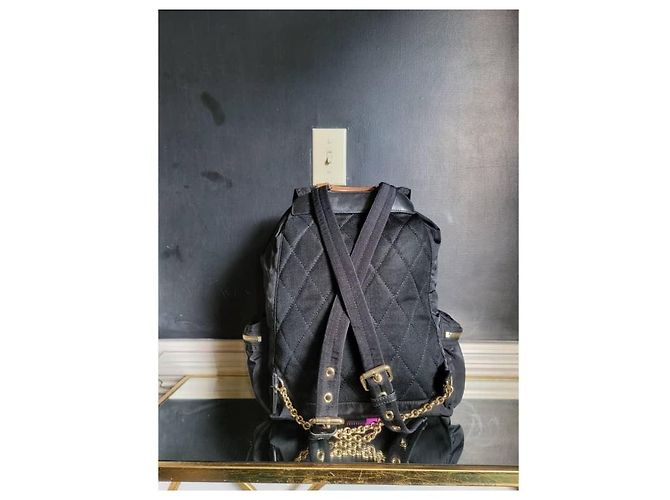 Sac à dos large en nylon Burberry noir/marron - vue 4