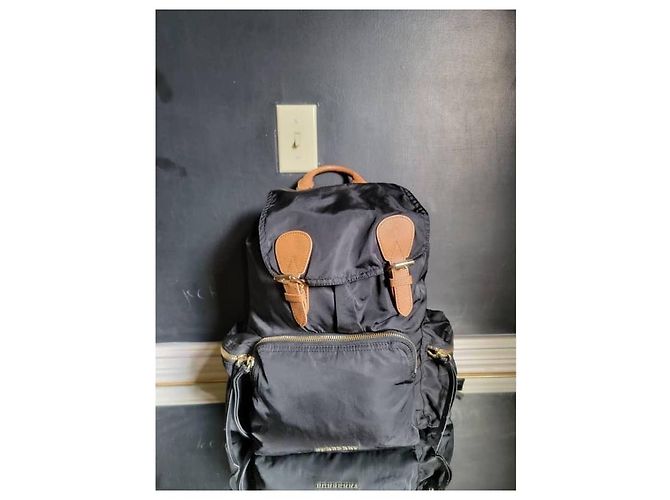 Sac à dos large en nylon Burberry noir/marron - vue 5