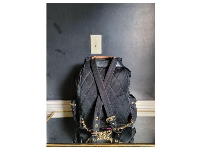 Sac à dos large en nylon Burberry noir/marron - vue 6