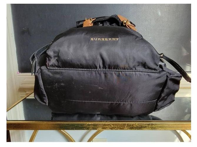 Sac à dos large en nylon Burberry noir/marron - vue 8