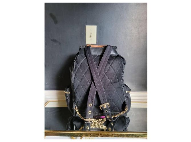 Sac à dos large en nylon Burberry noir/marron - vue 9