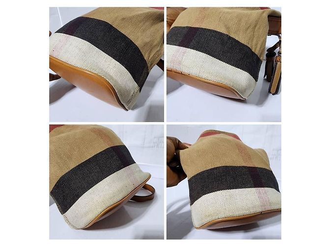 Burberry Canvas Mega Check Mini Ashby Hobo Saddle Bag Braun/Beige - Ansicht 10