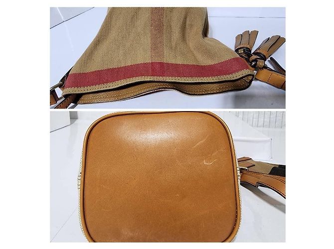 Burberry Canvas Mega Check Mini Ashby Hobo Saddle Bag Braun/Beige - Ansicht 11