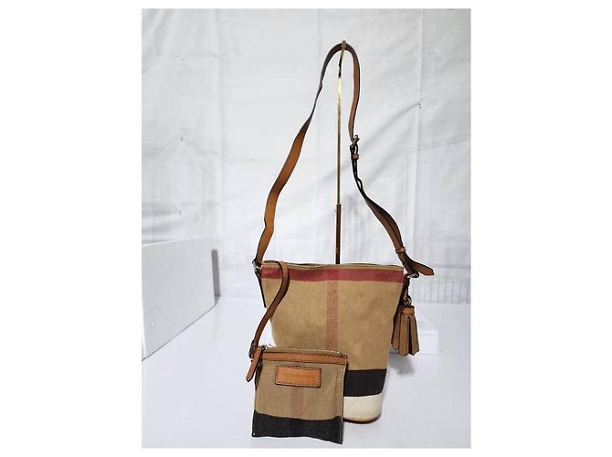 Burberry Canvas Mega Check Mini Ashby Hobo Saddle Bag Braun/Beige - Ansicht 12